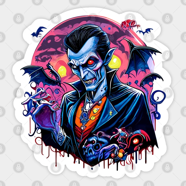 Psychedelic Dracula Sticker by valentinahramov